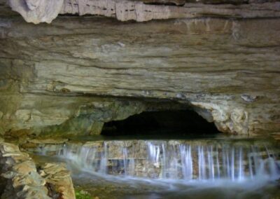 Waterfall inside of cavern